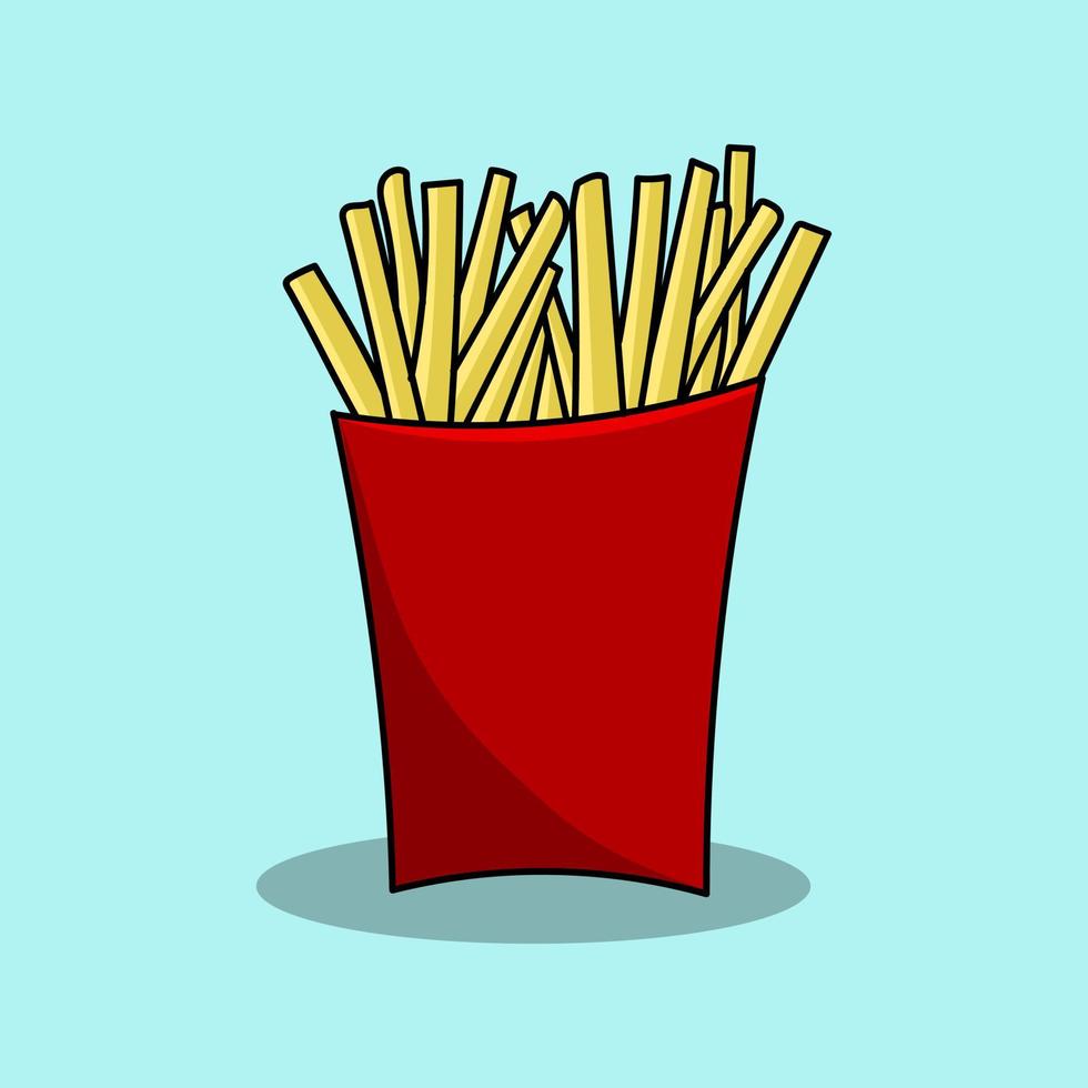 isolato francese patatine fritte con cartone animato stile. veloce cibo vettore illustrazione grafico