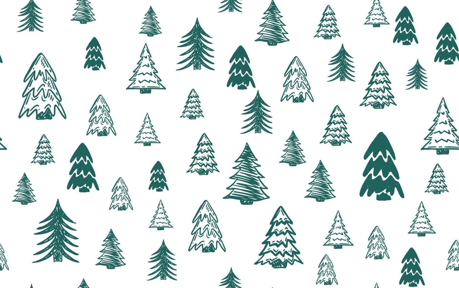 set di alberi di natale, illustrazioni disegnate a mano. vettore