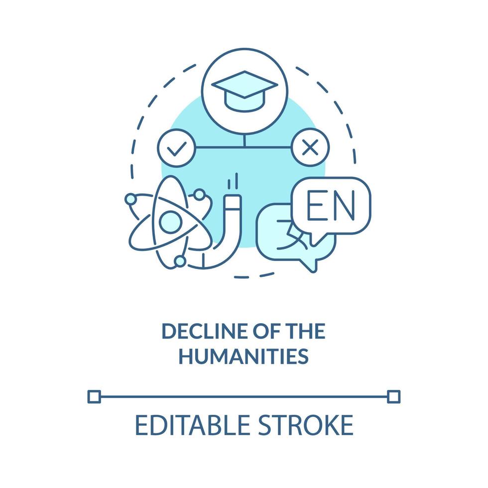 declino di scienze umane turchese concetto icona. problema nel più alto formazione scolastica astratto idea magro linea illustrazione. isolato schema disegno. modificabile ictus. vettore