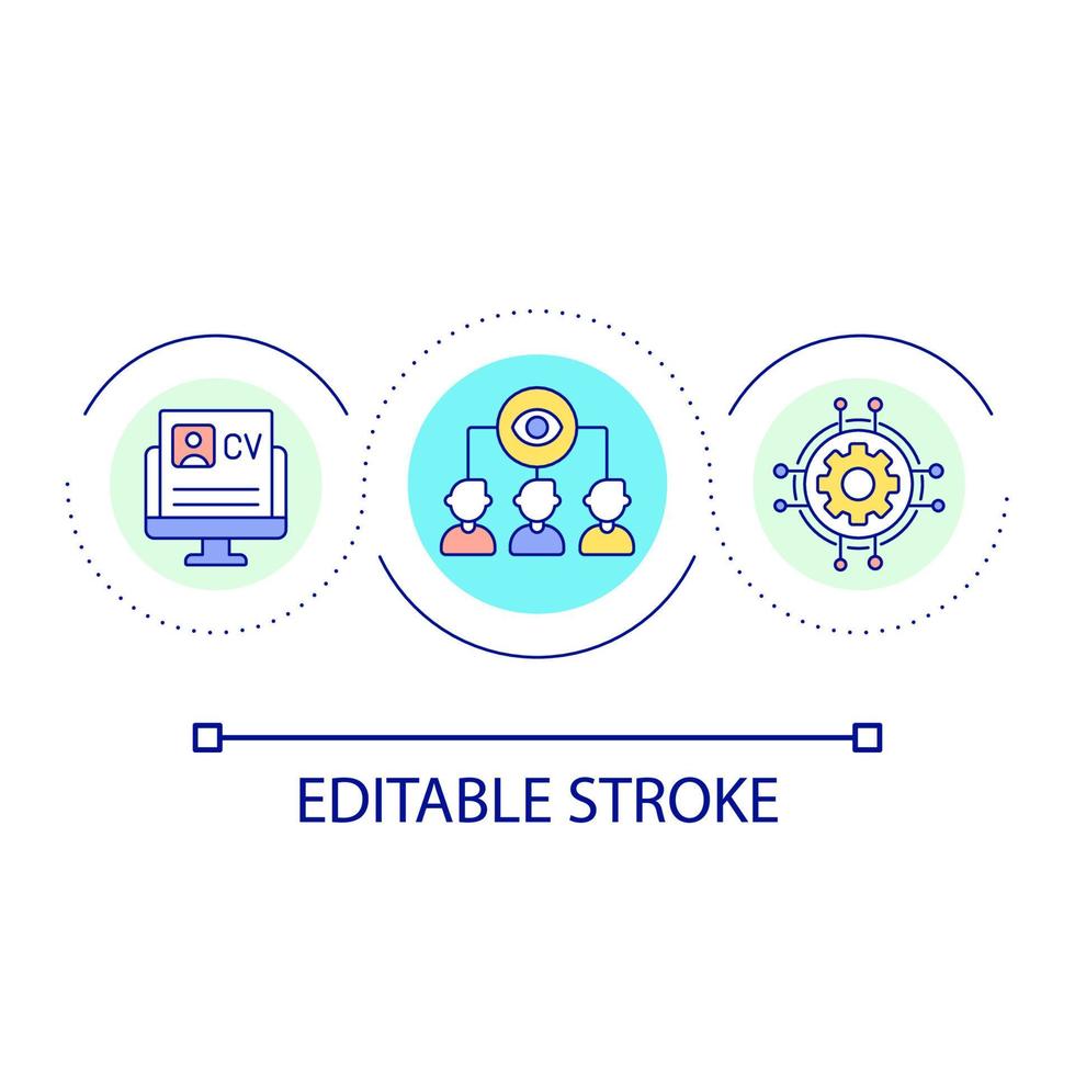 In cerca di talenti per azienda ciclo continuo concetto icona. costruire professionale squadra. umano risorse astratto idea magro linea illustrazione. isolato schema disegno. modificabile ictus. vettore