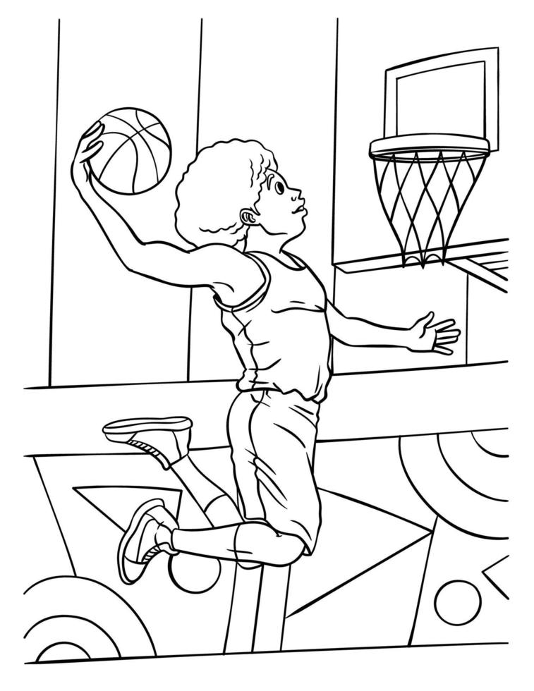 pallacanestro colorazione pagina per bambini vettore