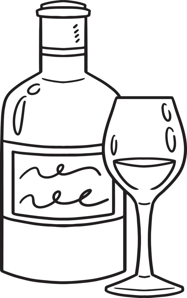 bicchiere di vino isolato colorazione pagina per bambini vettore