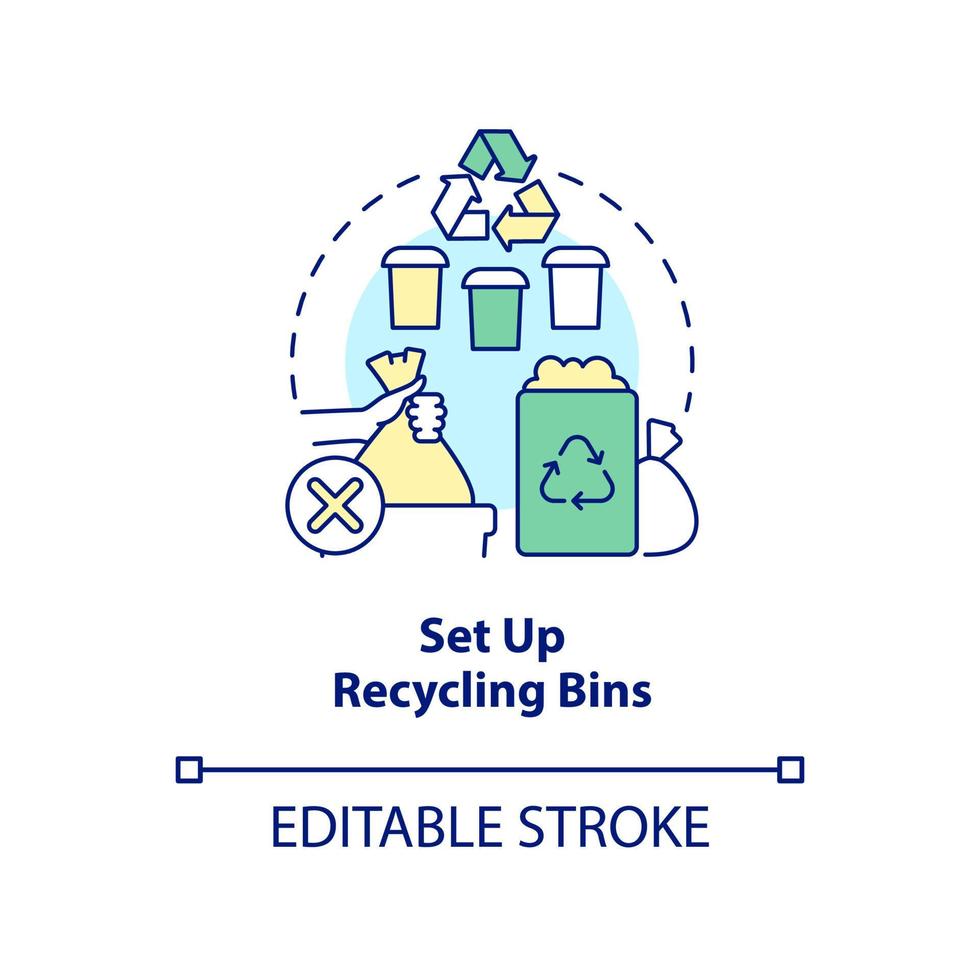 impostato su raccolta differenziata bidoni concetto icona. diventare zero rifiuto azienda astratto idea magro linea illustrazione. collezione contenitori. isolato schema disegno. modificabile ictus. vettore