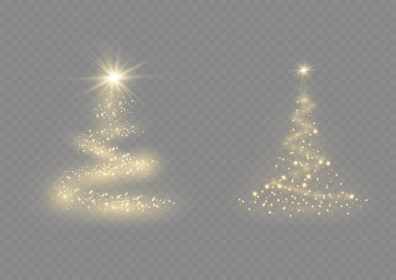 Natale albero a partire dal leggero vettore. d'oro Natale albero come un' simbolo di un' contento nuovo anno, un' allegro Natale vacanza. d'oro leggero decorazione. luminosa brillante vettore