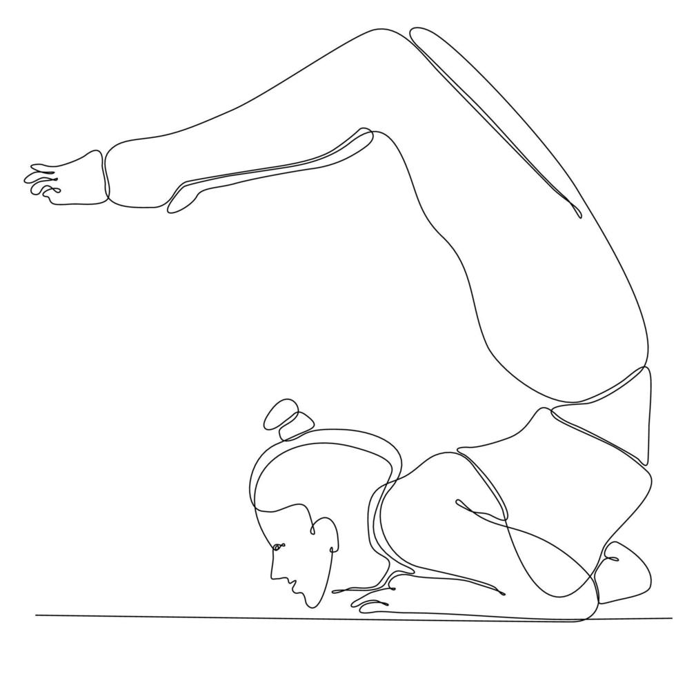 continuo linea disegno di donna di corpo yoga vettore illustrazione