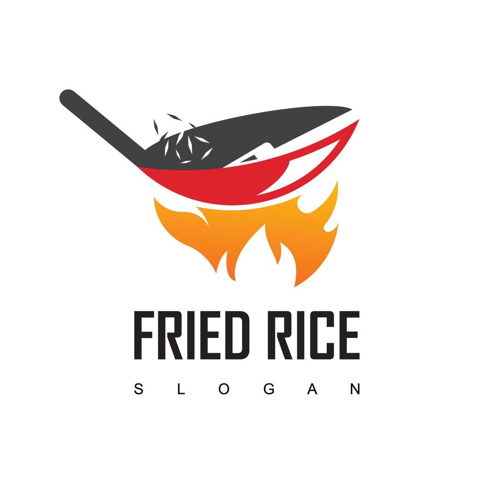 fritte riso ristorante logo modello vettore