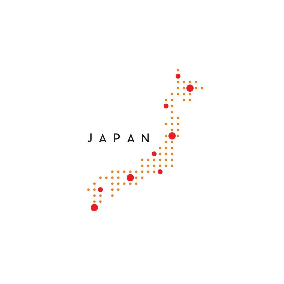 Giappone carta geografica logo design modello utilizzando tratteggiata concetto vettore