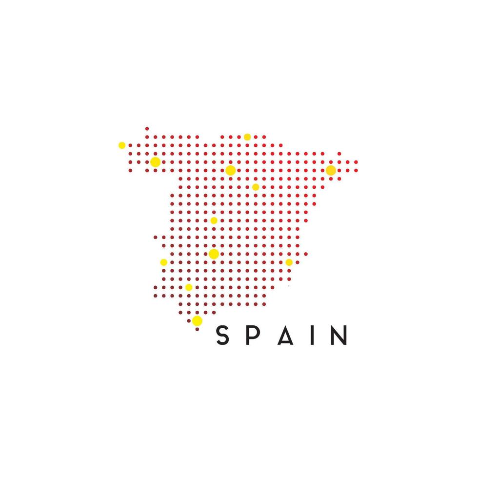 Spagna carta geografica logo design modello utilizzando tratteggiata concetto vettore