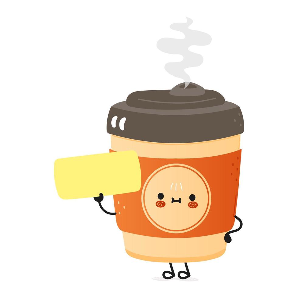 carino divertente tazza di caffè manifesto carattere. vettore mano disegnato cartone animato kawaii personaggio illustrazione. isolato bianca sfondo. tazza di caffè manifesto