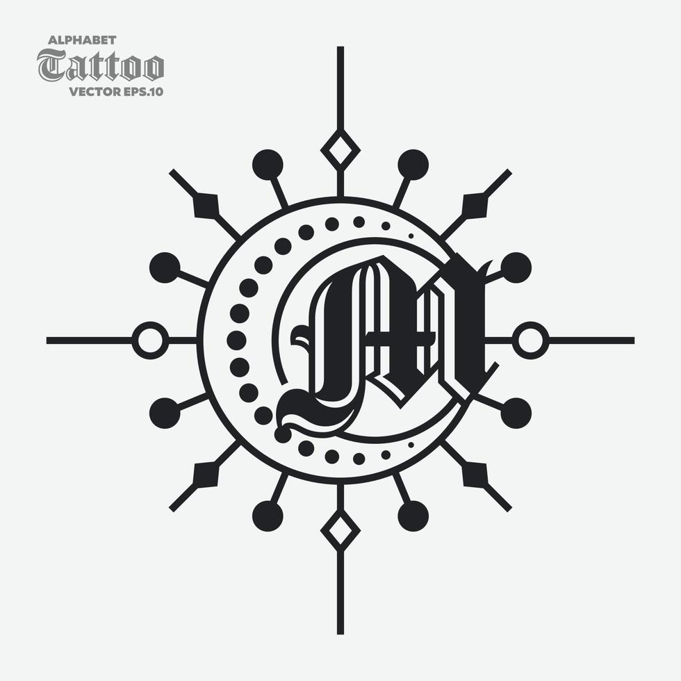 alfabeto m tatuaggio logo vettore
