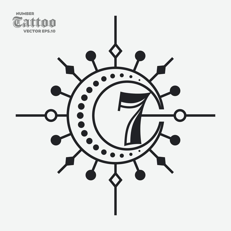 numero 7 tatuaggio logo vettore