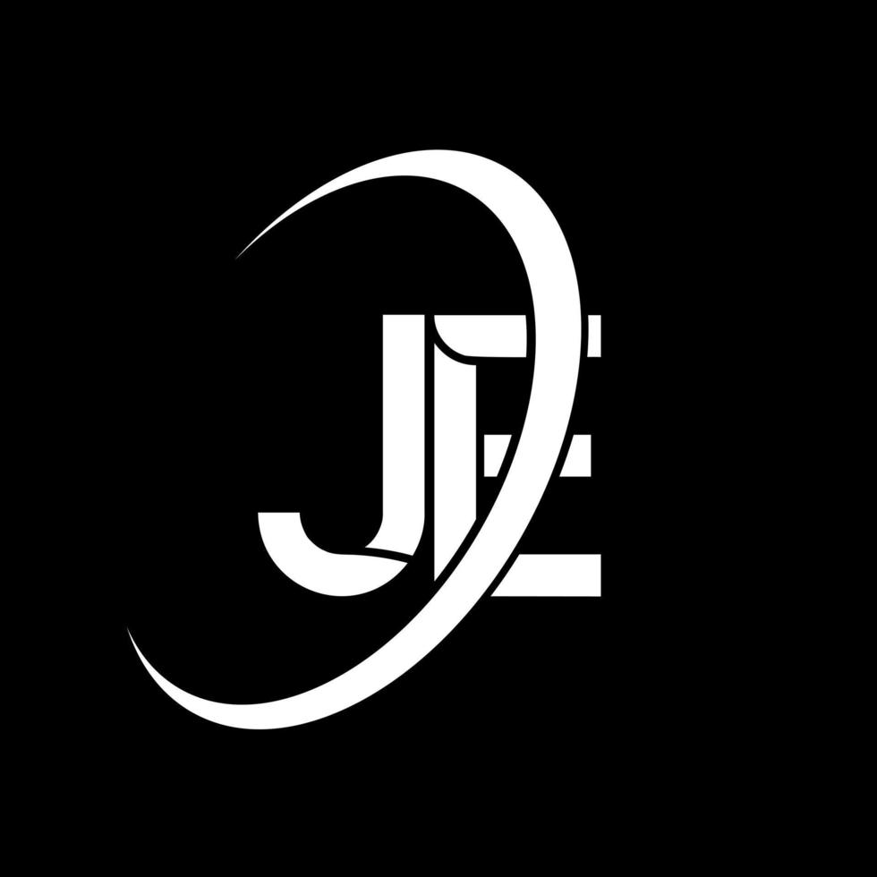 je logo. j e design. bianca je lettera. je lettera logo design. iniziale lettera je connesso cerchio maiuscolo monogramma logo. vettore