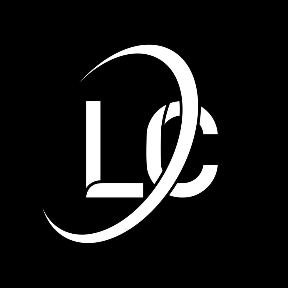 lc logo. l c design. bianca lc lettera. lc lettera logo design. iniziale lettera lc connesso cerchio maiuscolo monogramma logo. vettore