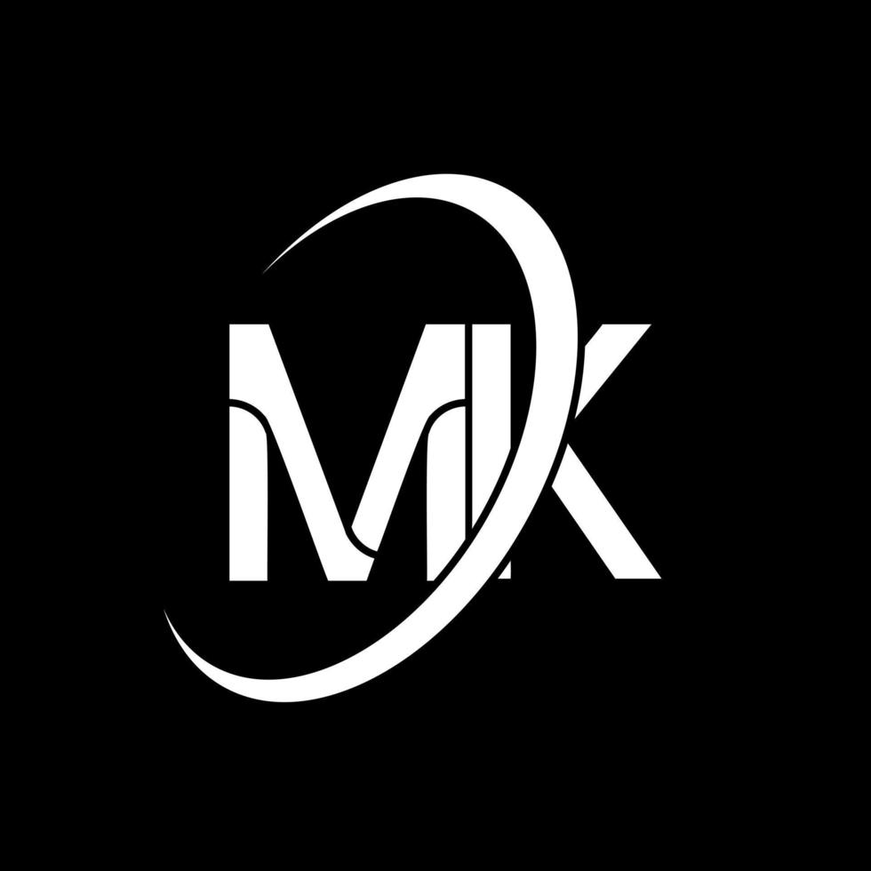 mk logo. m K design. bianca mk lettera. mk lettera logo design. iniziale lettera mk connesso cerchio maiuscolo monogramma logo. vettore