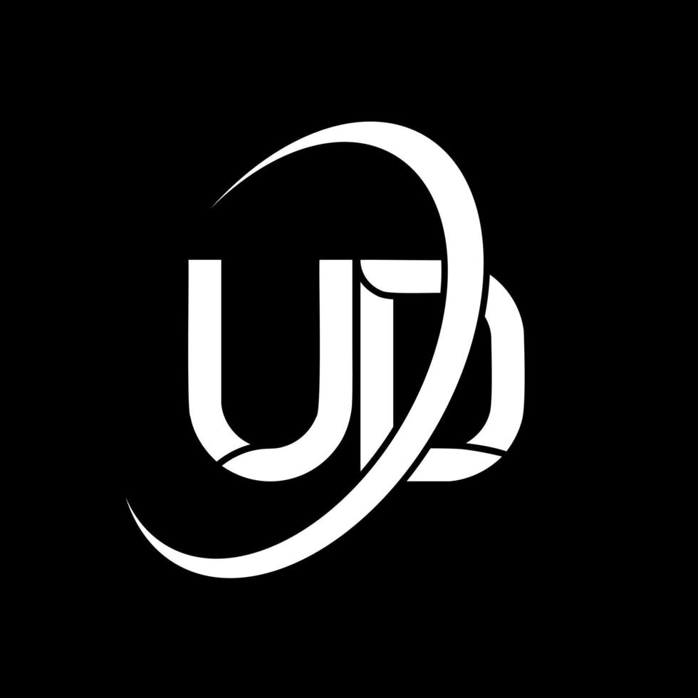 ud logo. u d design. bianca ud lettera. ud lettera logo design. iniziale lettera ud connesso cerchio maiuscolo monogramma logo. vettore