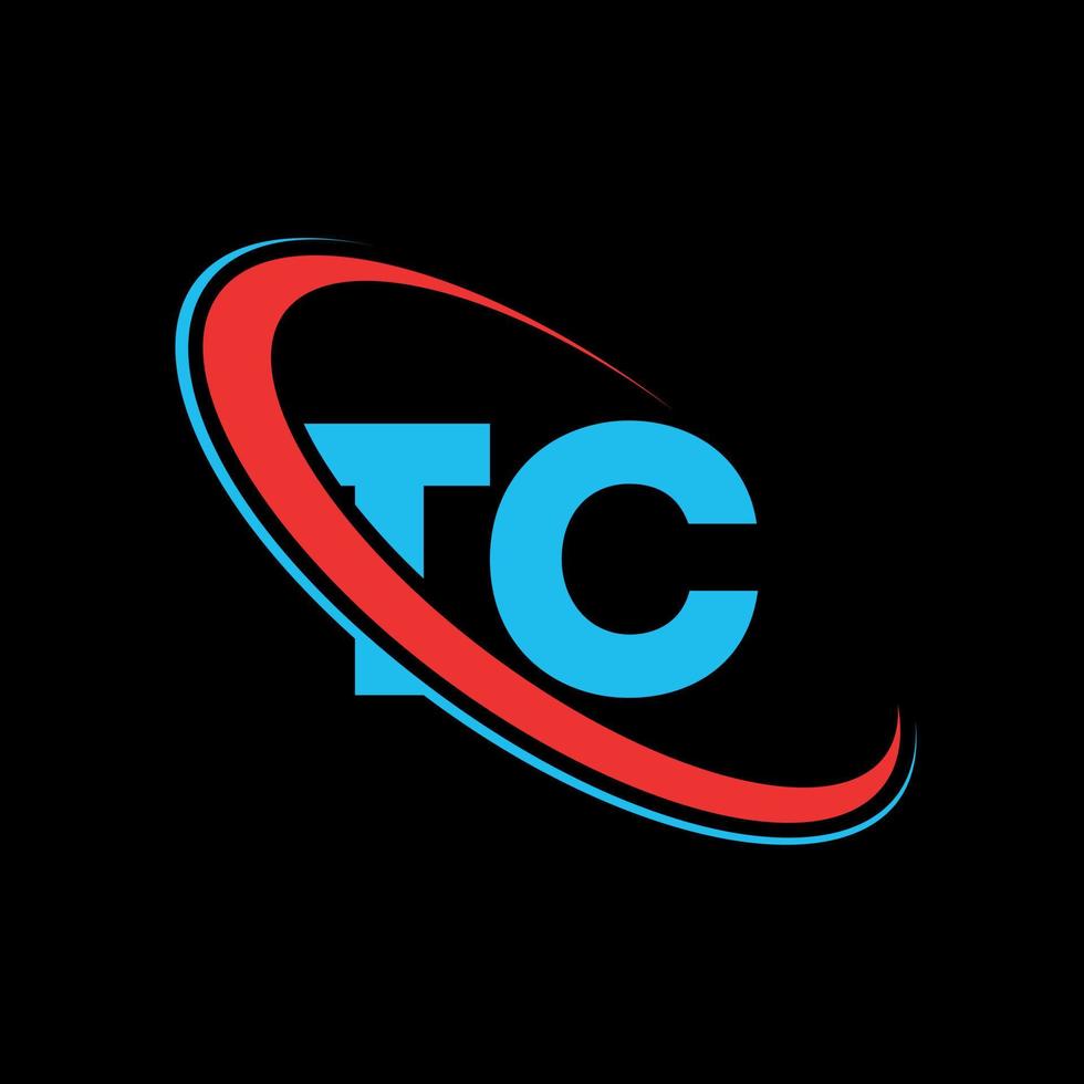 tc logo. tc design. blu e rosso tc lettera. tc lettera logo design. iniziale lettera tc connesso cerchio maiuscolo monogramma logo. vettore
