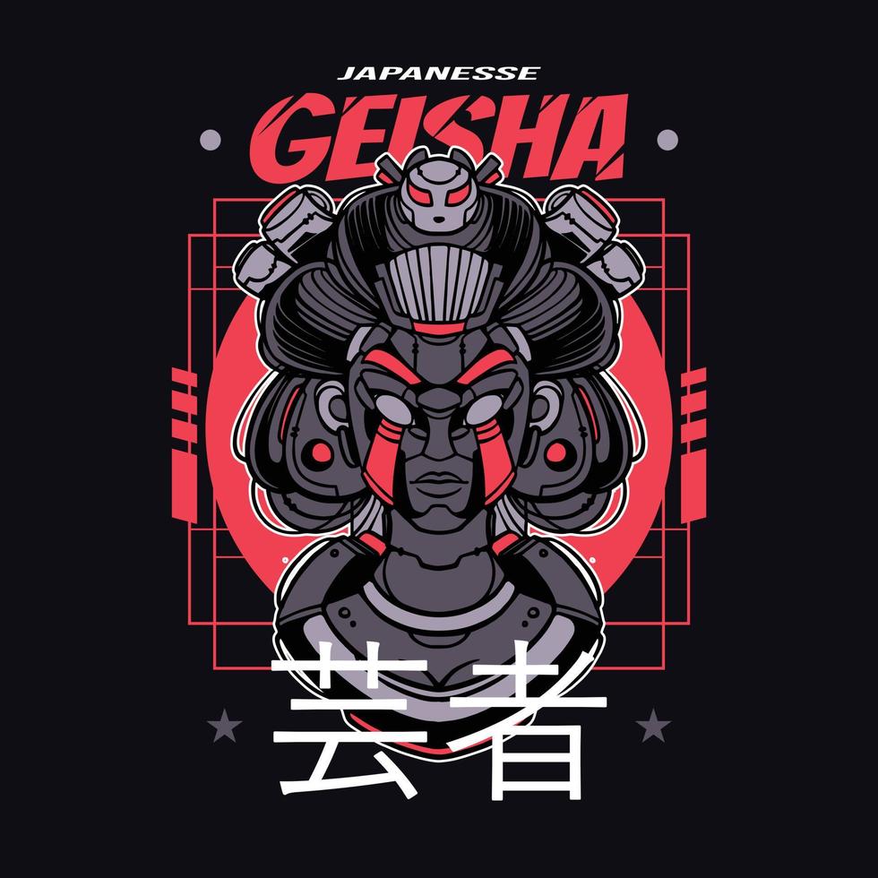 vettore illustrazione di mecha geisha