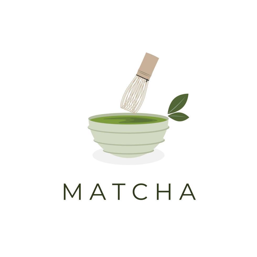 logo illustrazione vettore matcha o verde tè servito giapponese stile