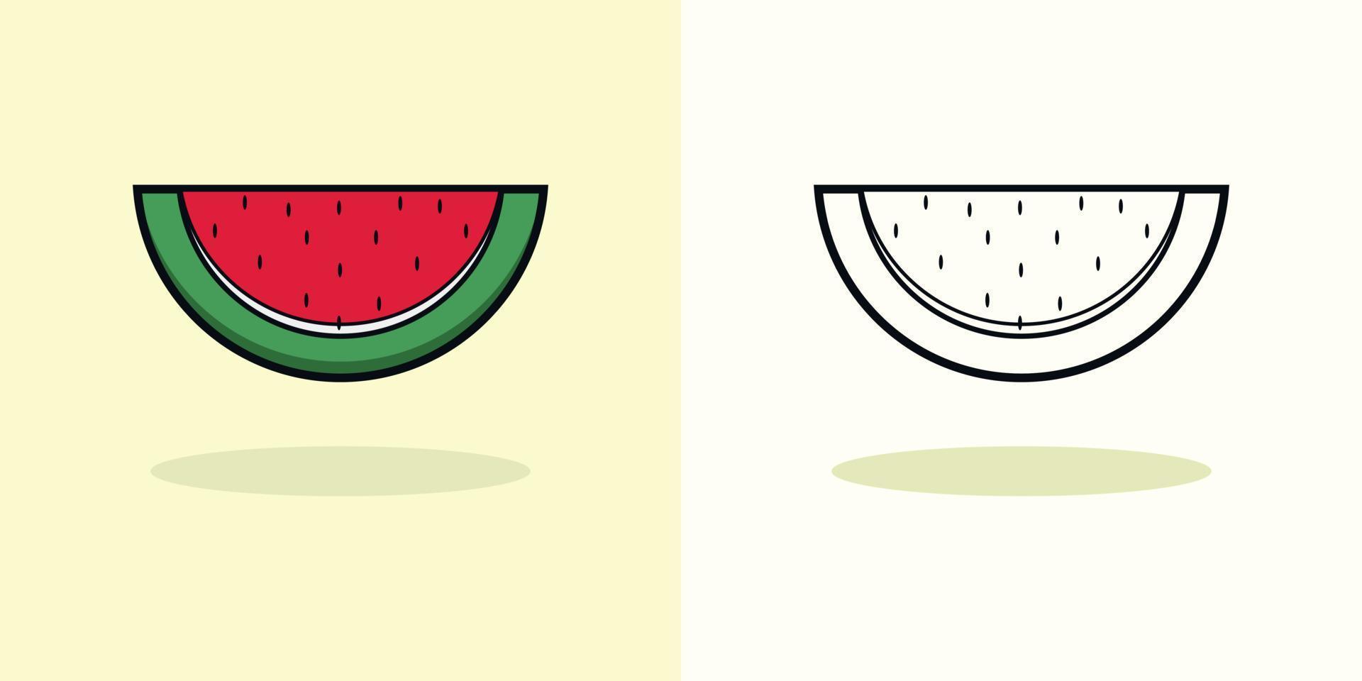 vettore frutta. anguria cartone animato colorazione pagina illustrazione