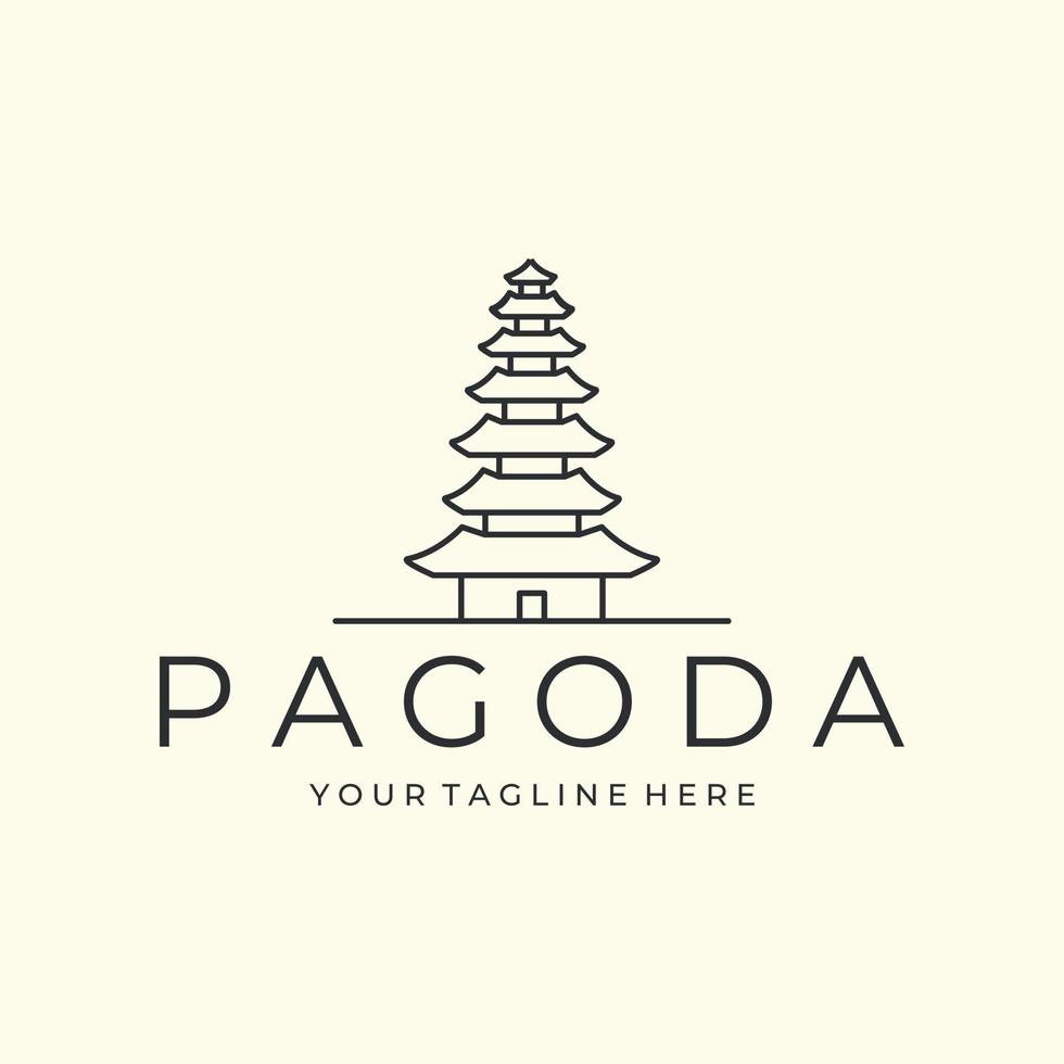 pagoda con linea arte stile logo vettore illustrazione icona modello design. tradizionale, religione, architettura illustrazione logo design