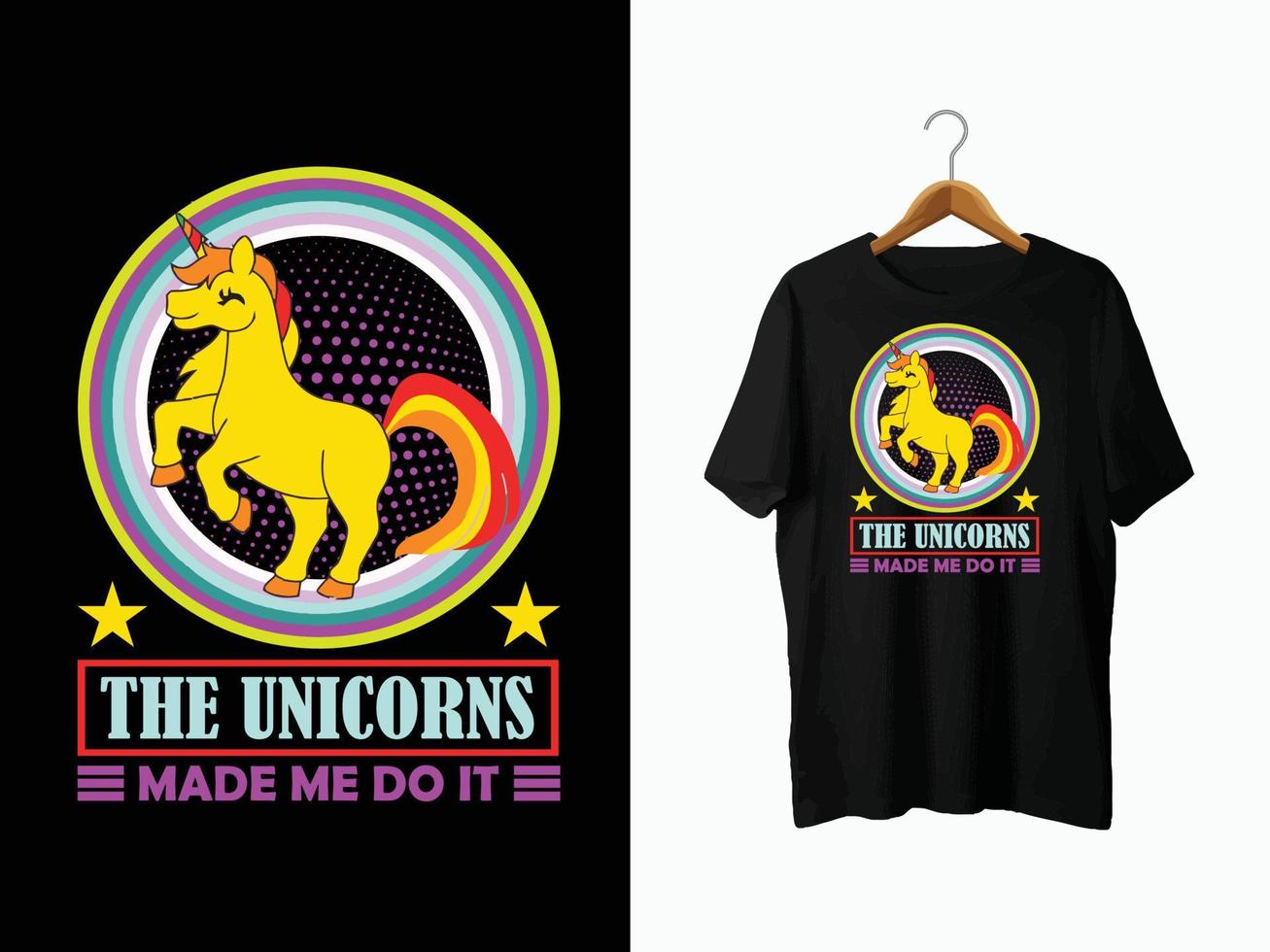 design t-shirt unicorno vettore