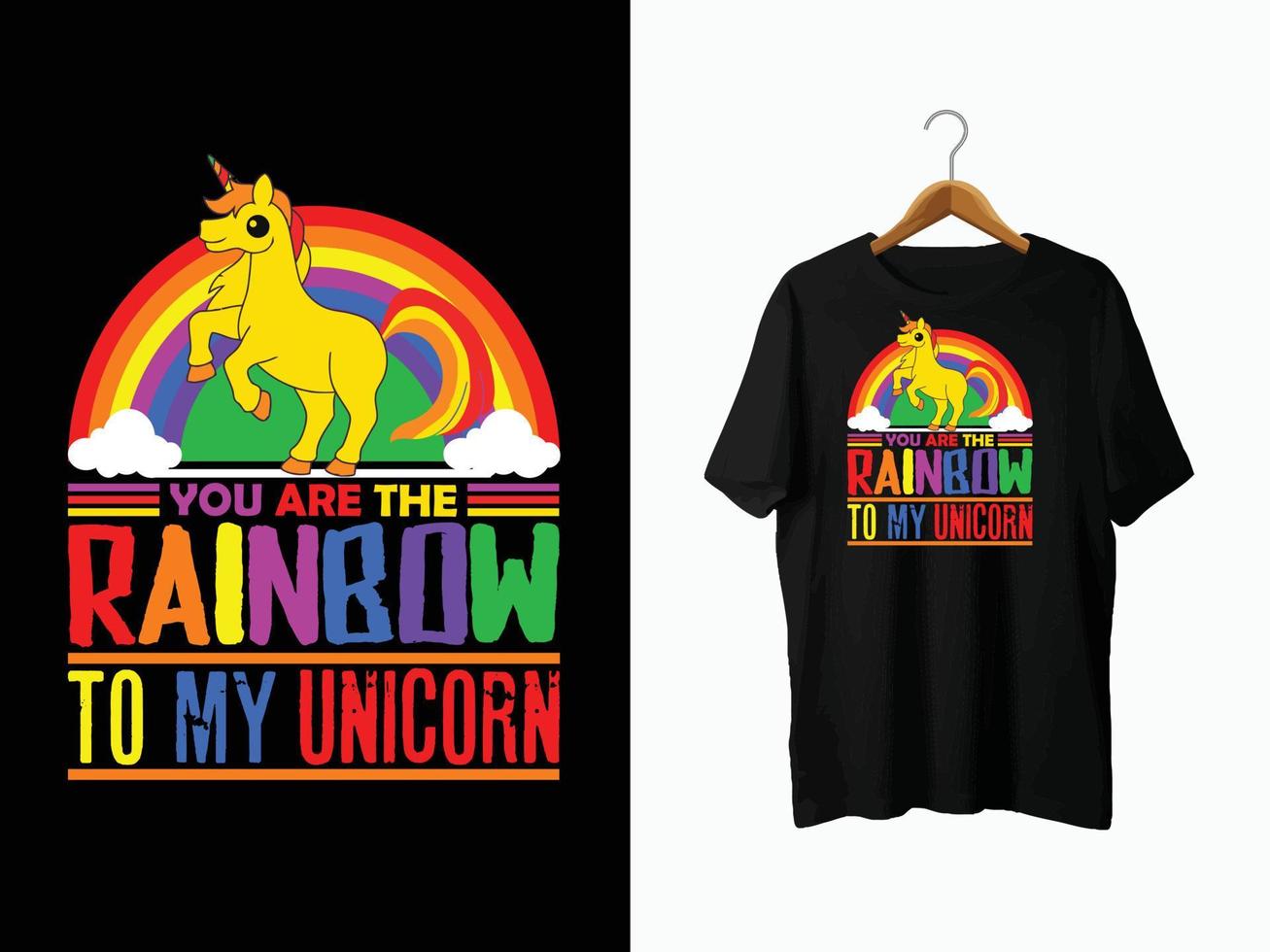 design t-shirt unicorno vettore
