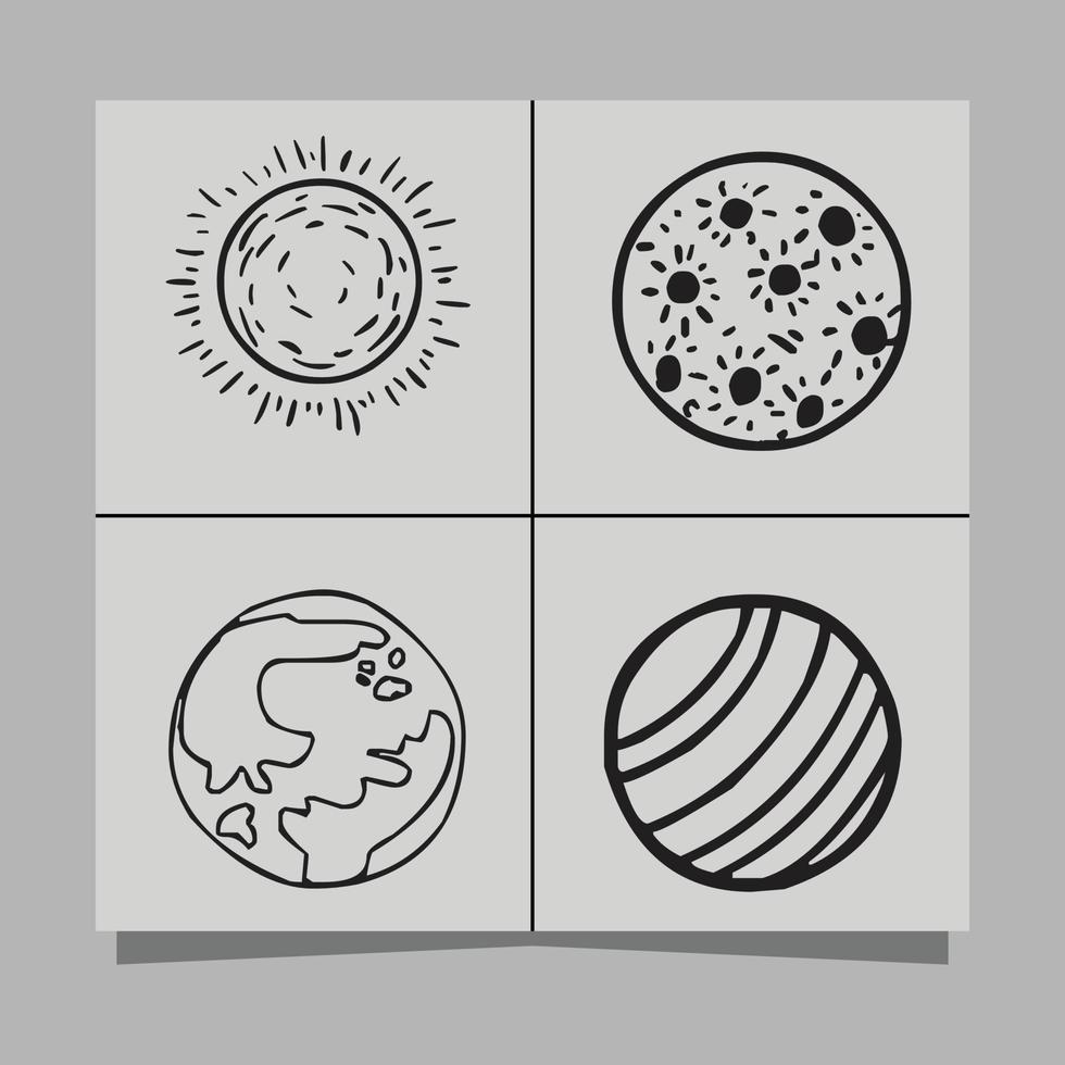vettore illustrazione di pianeti su carta, molto adatto per loghi e volantini