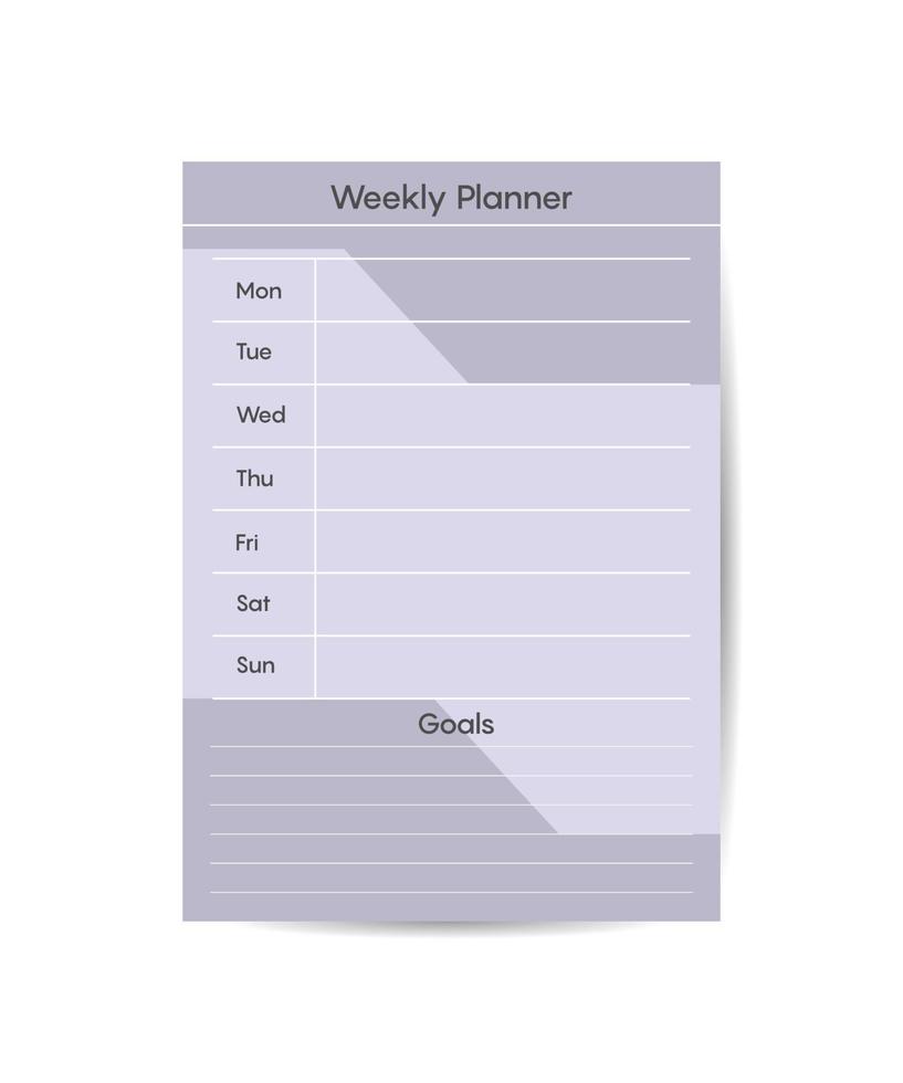 settimanalmente progettista modello pronto per Stampa con spazio per fare elenco, orario, attività, appuntamenti vettore