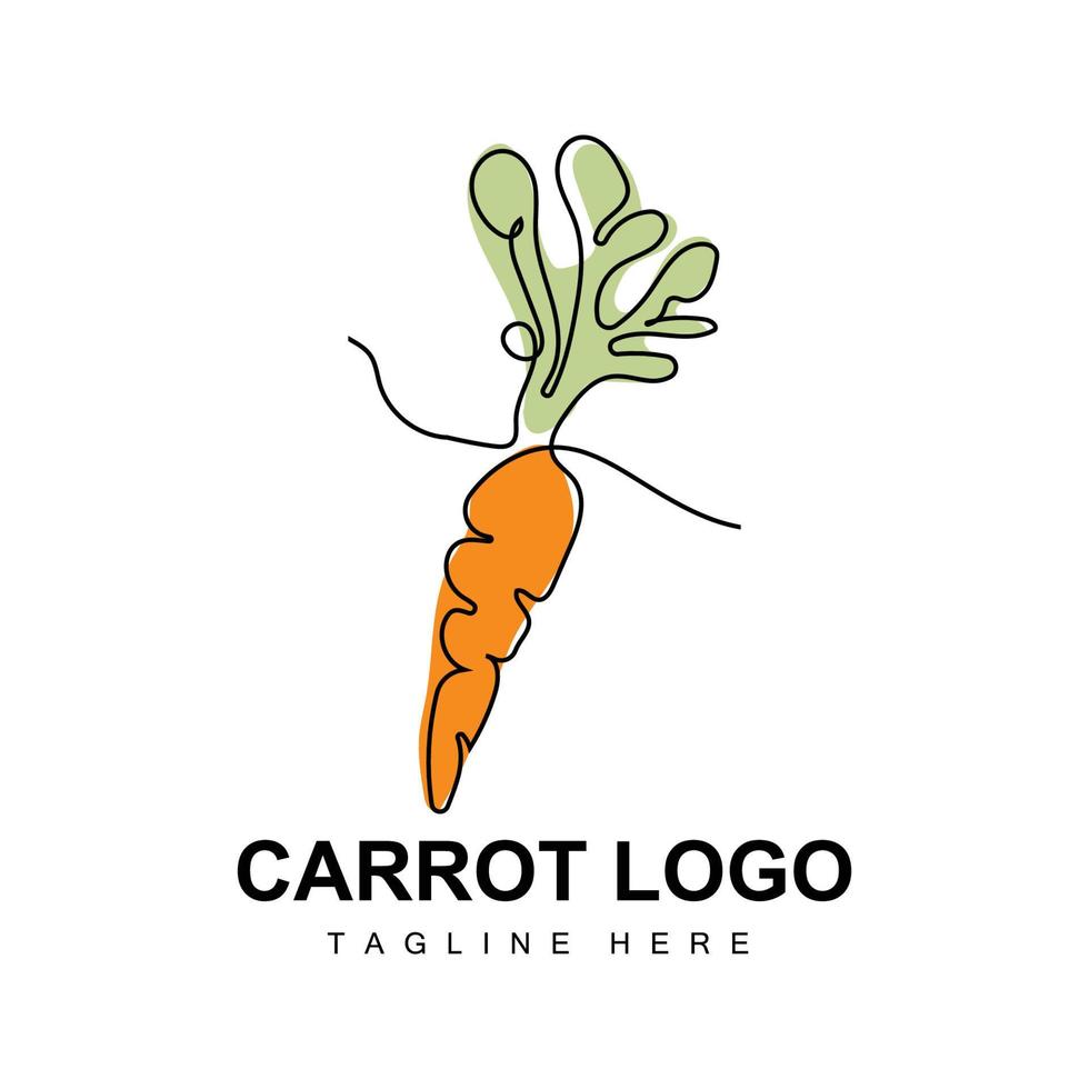 carota logo design linea vettore stile vegetariano frutta verdura icona cucinando ingredienti