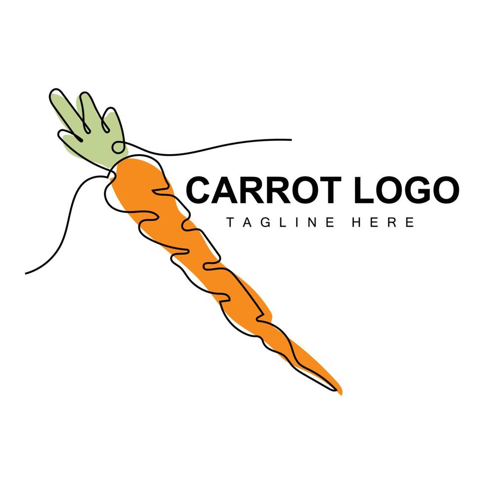 carota logo design linea vettore stile vegetariano frutta verdura icona cucinando ingredienti