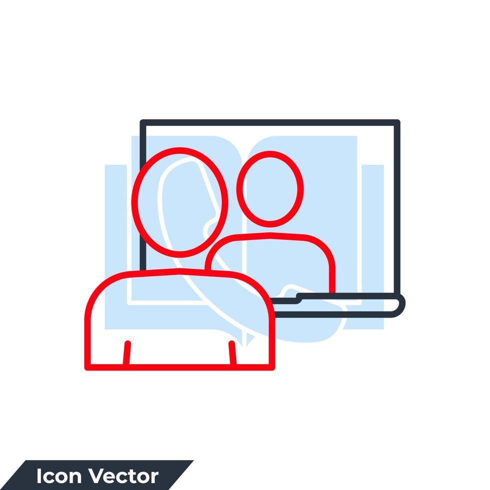 distanza apprendimento icona logo vettore illustrazione. attività commerciale e-learning seminario web simbolo modello per grafico e ragnatela design collezione