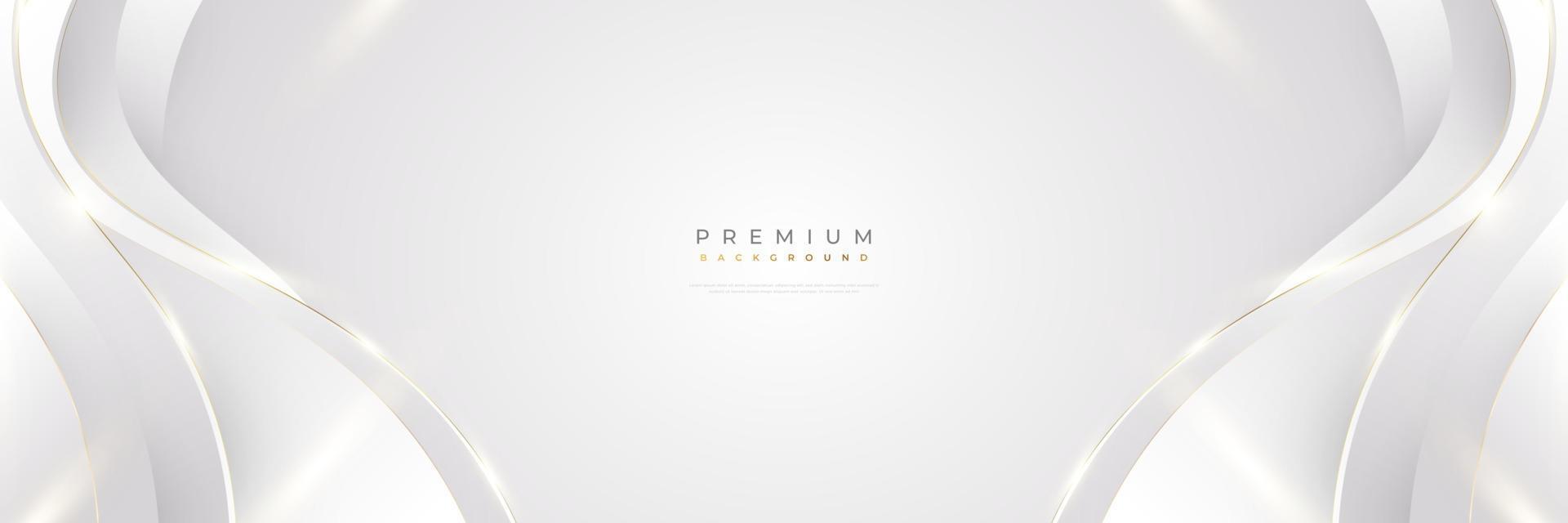 sfondo bianco e oro di lusso con linee dorate e stile taglio carta. sfondo grigio e oro premium per design di premi, nomine, cerimonie, inviti formali o certificati vettore