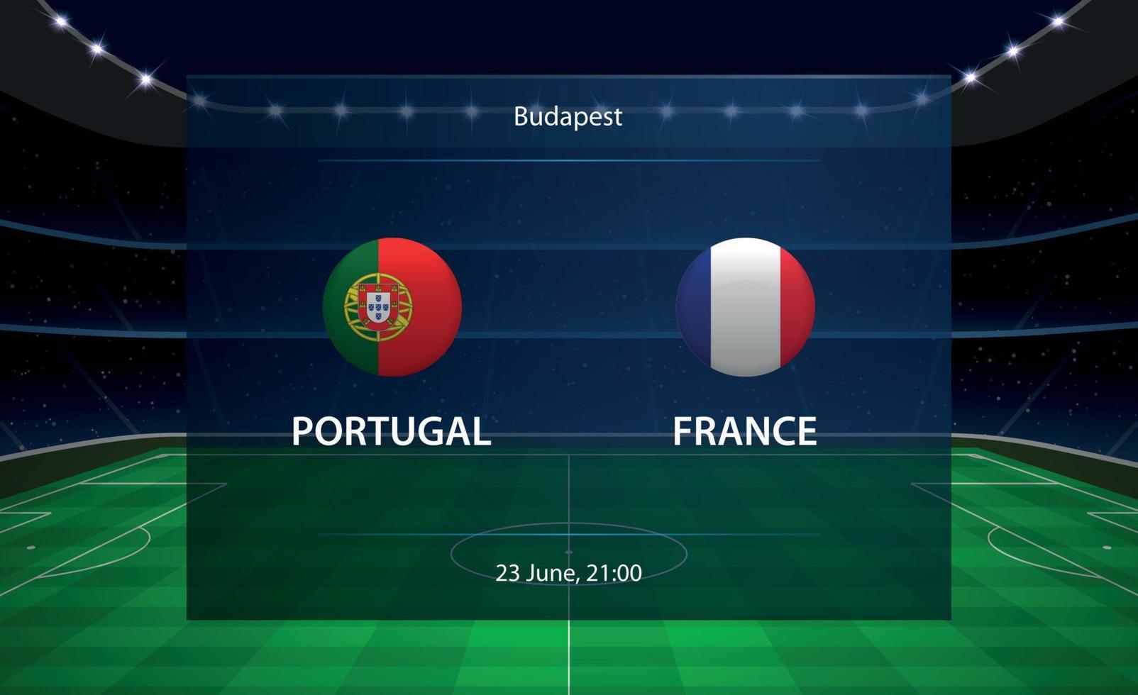 Portogallo vs Francia calcio tabellone segnapunti. trasmissione grafico calcio vettore