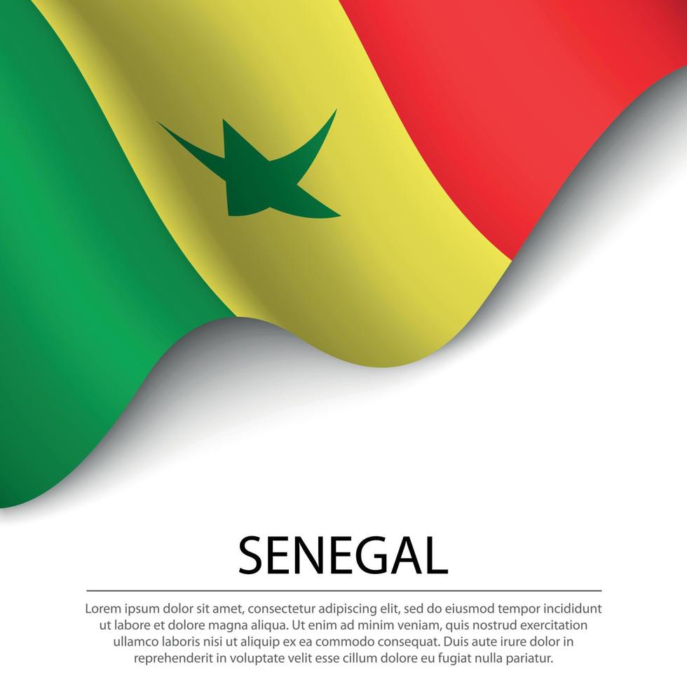 agitando bandiera di Senegal su bianca sfondo. bandiera o nastro tem vettore