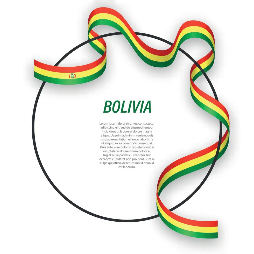 agitando nastro bandiera di Bolivia su cerchio telaio. modello per inde vettore