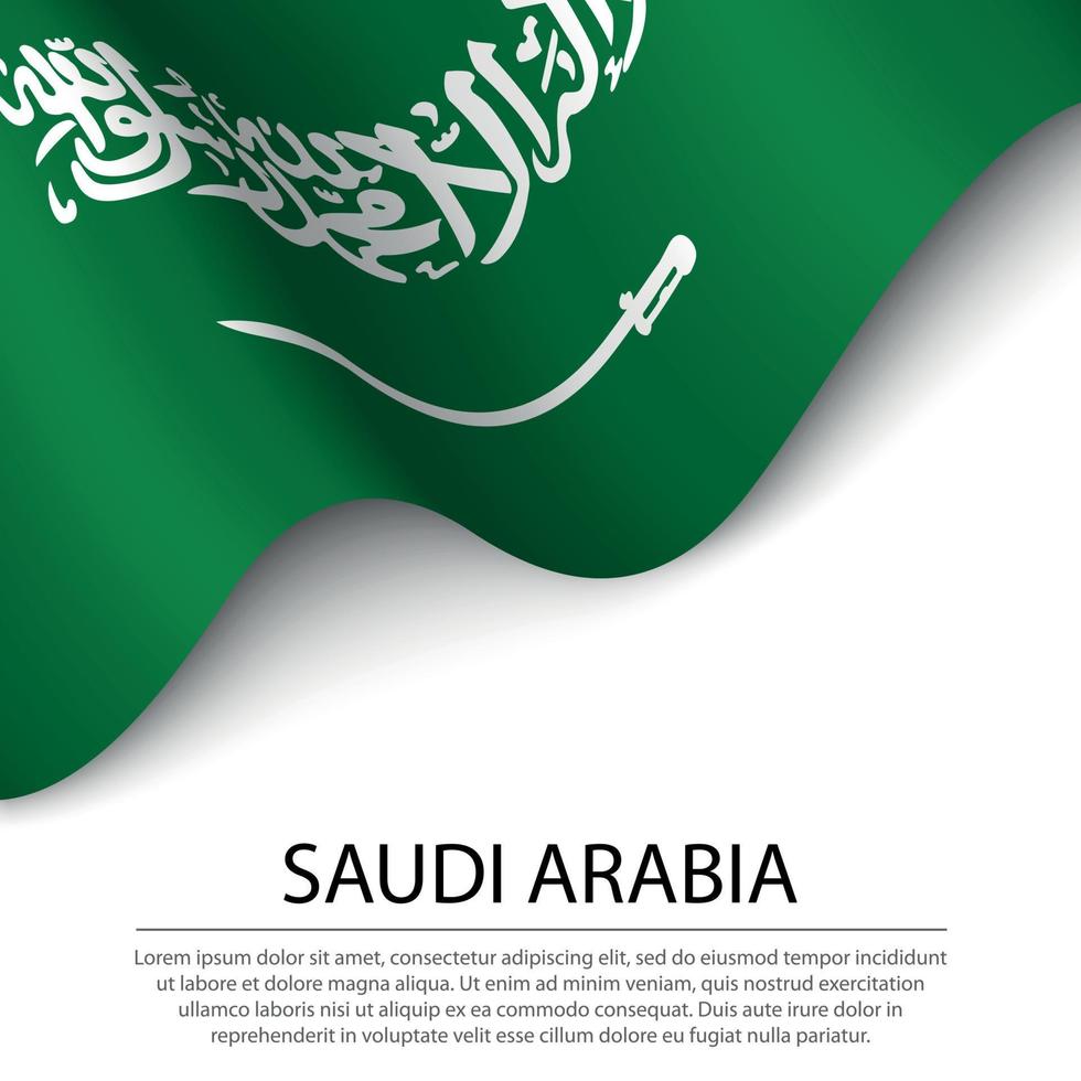 agitando bandiera di Arabia arabia su bianca sfondo. bandiera o nastro vettore