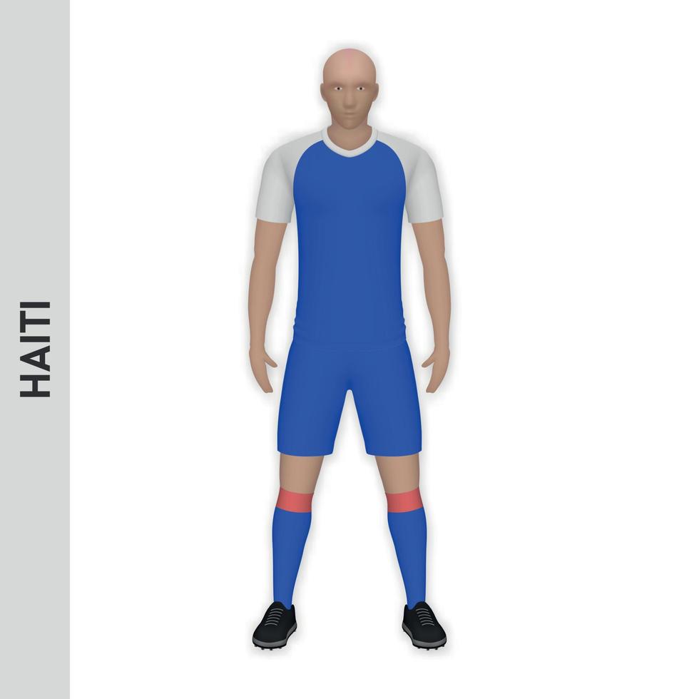 3d realistico calcio giocatore modello. Haiti calcio squadra kit templ vettore