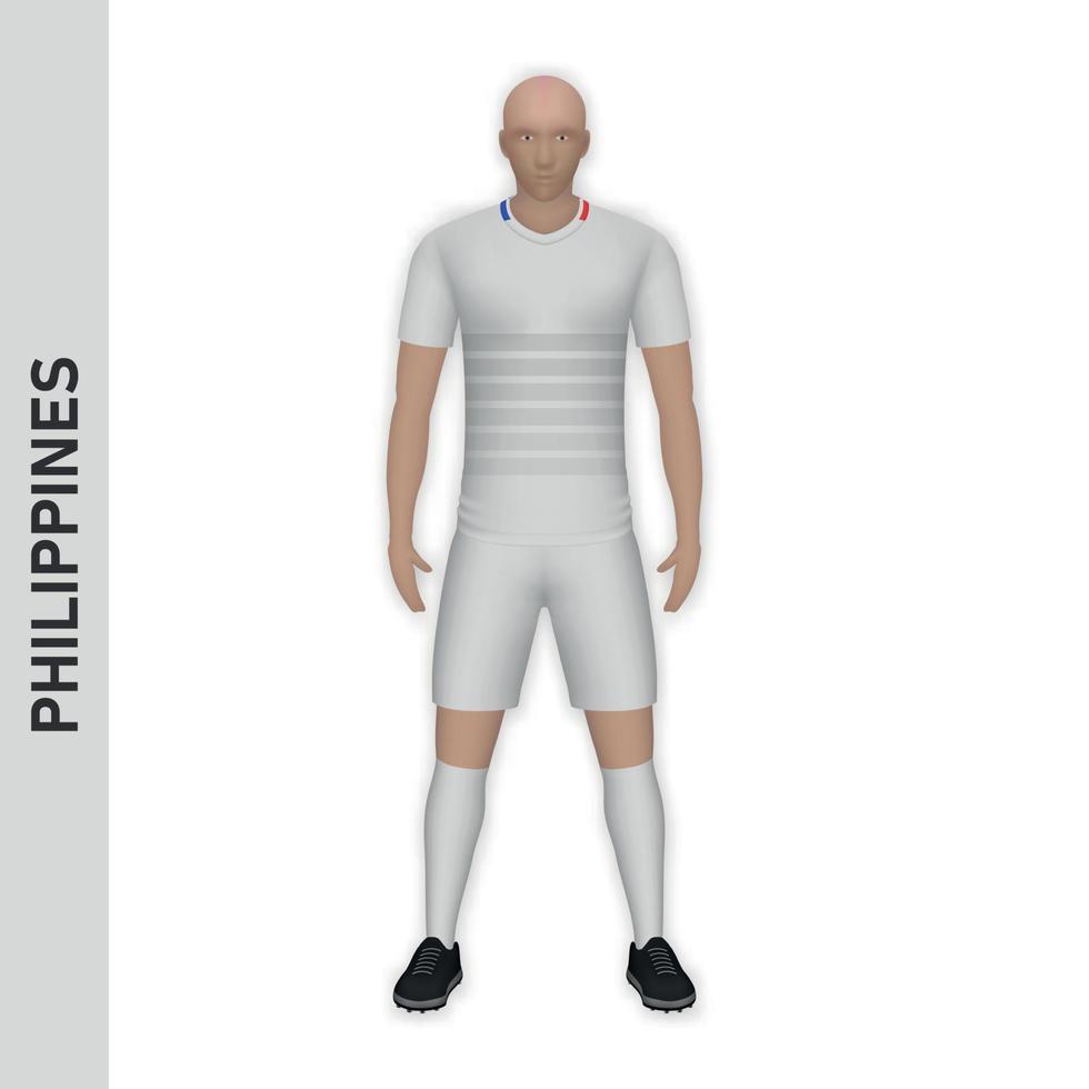 3d realistico calcio giocatore modello. Filippine calcio squadra kit vettore
