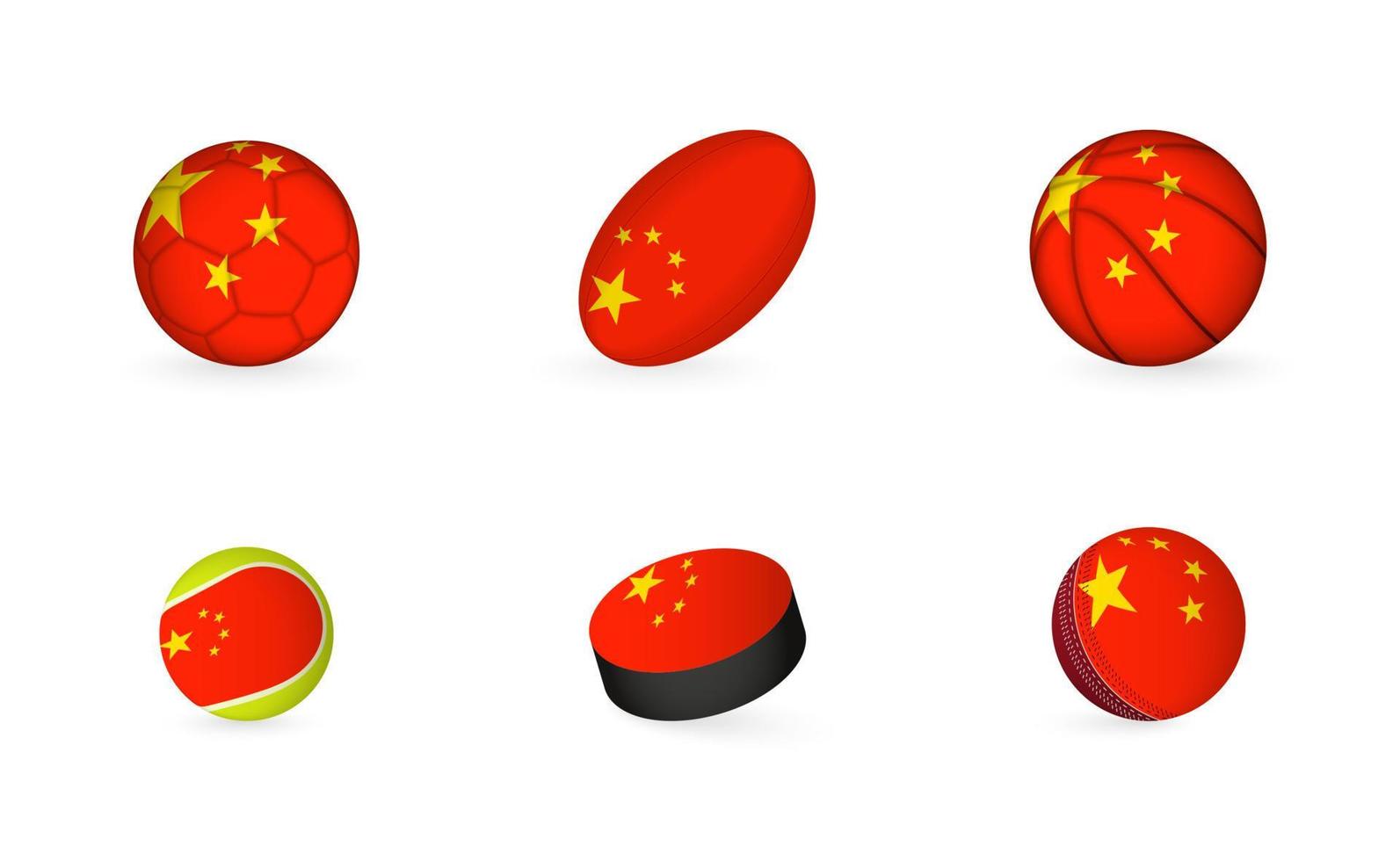 gli sport attrezzatura con bandiera di Cina. gli sport icona impostare. vettore