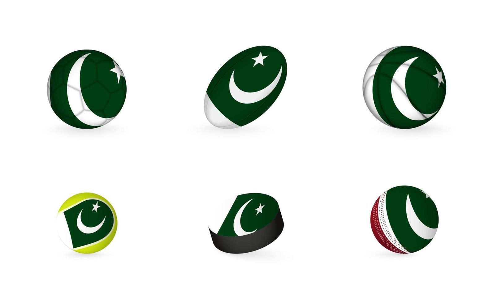 gli sport attrezzatura con bandiera di Pakistan. gli sport icona impostare. vettore