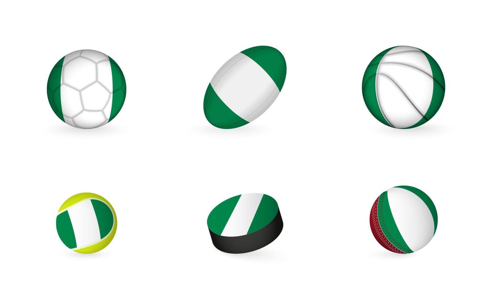 gli sport attrezzatura con bandiera di Nigeria. gli sport icona impostare. vettore