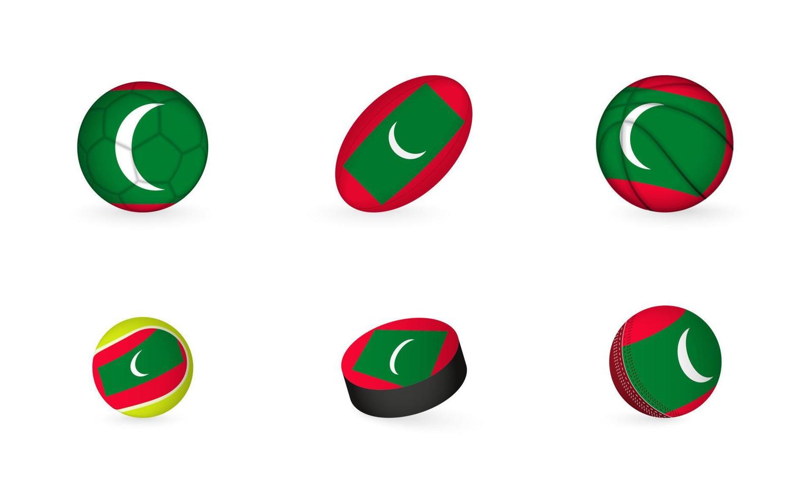 gli sport attrezzatura con bandiera di Maldive. gli sport icona impostare. vettore
