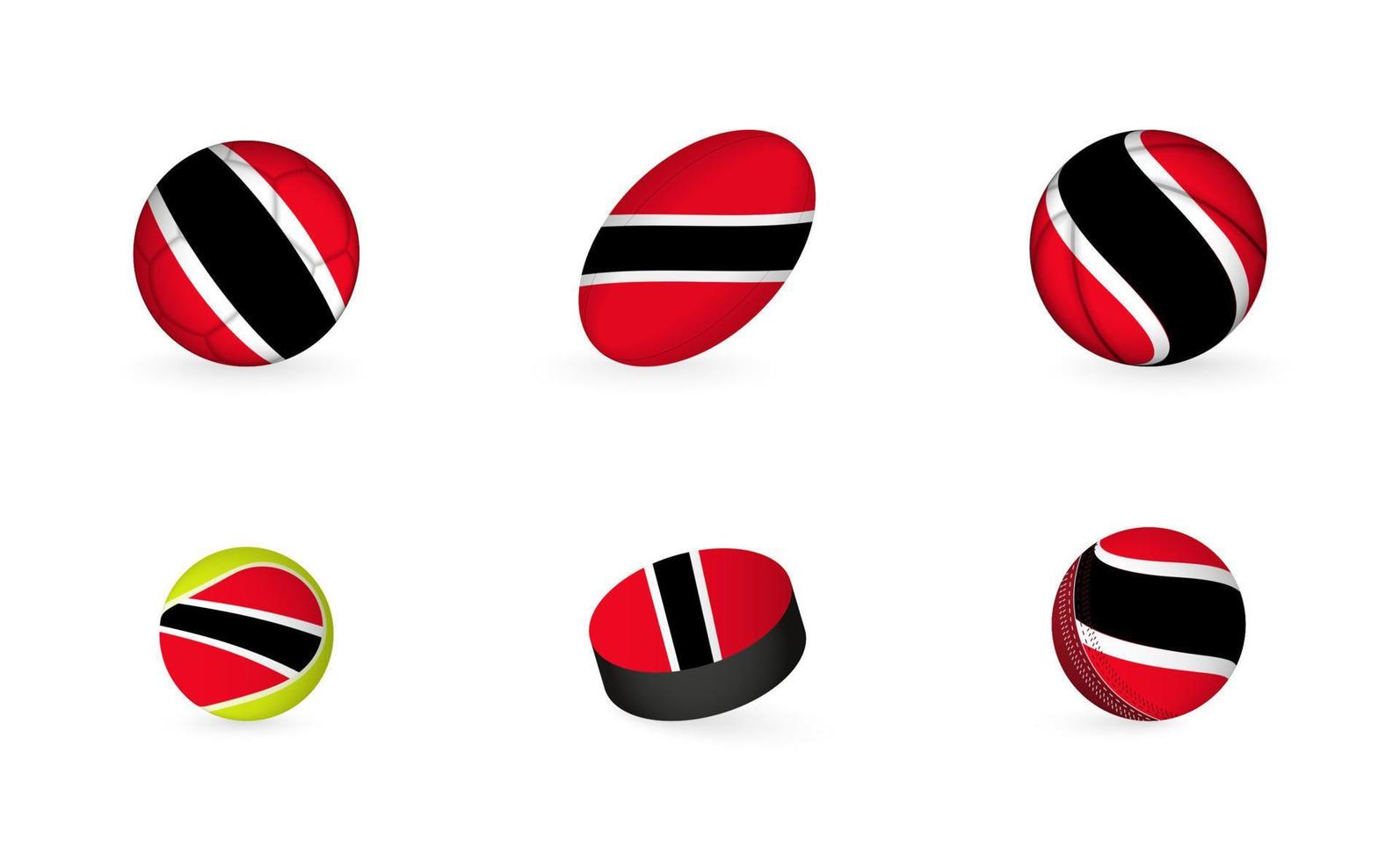 gli sport attrezzatura con bandiera di trinidad e tobago. gli sport icona impostare. vettore