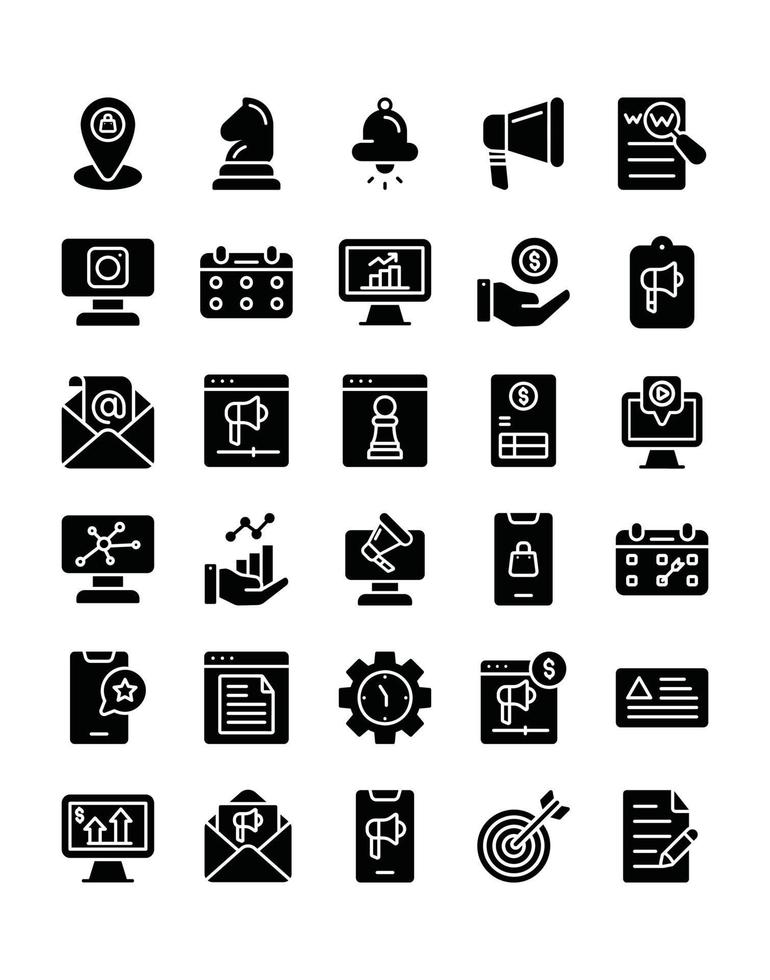 marketing e business icon set 30 isolato su sfondo bianco vettore