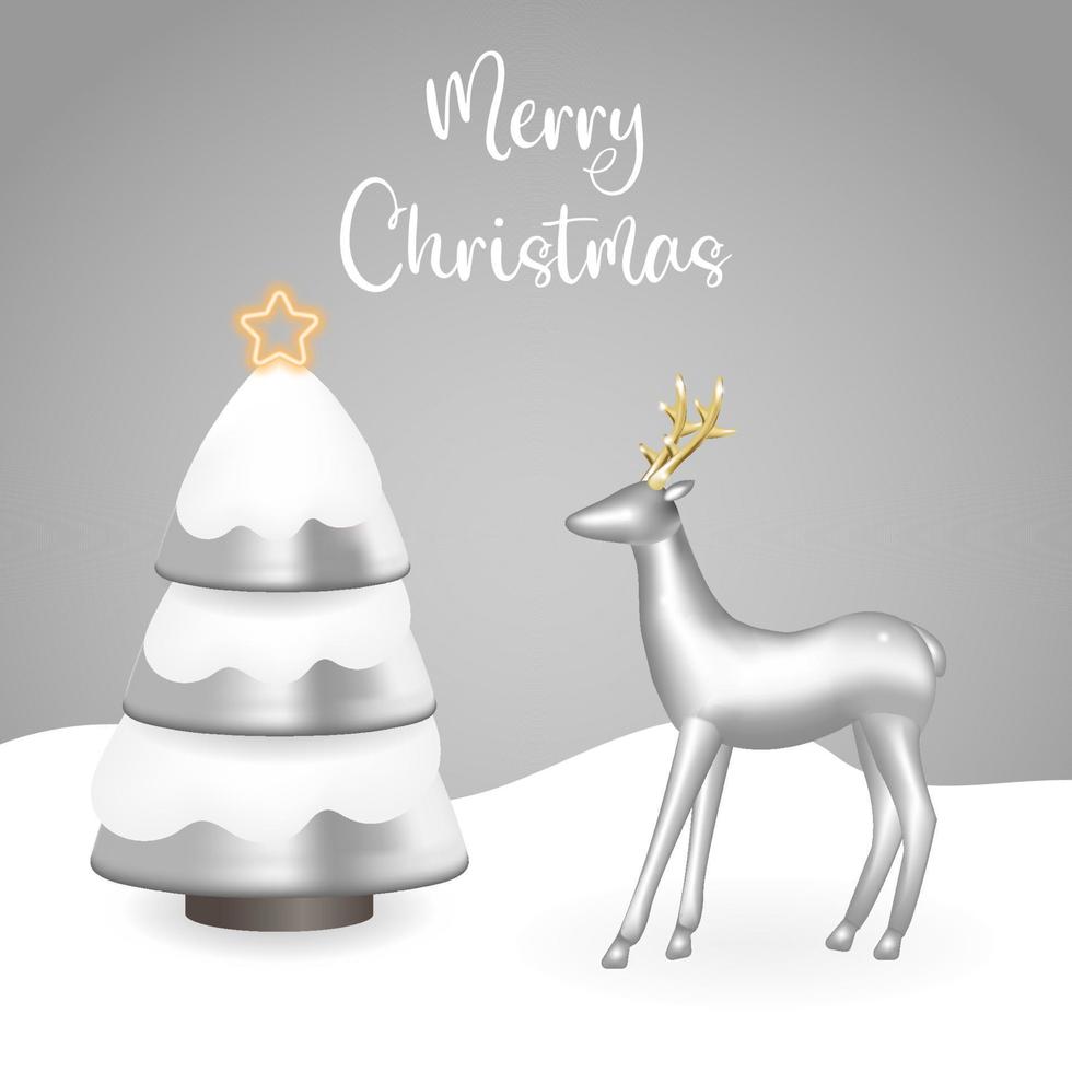 Natale 3d argento renna nel un' bicchiere Palloncino vettore illustrazione