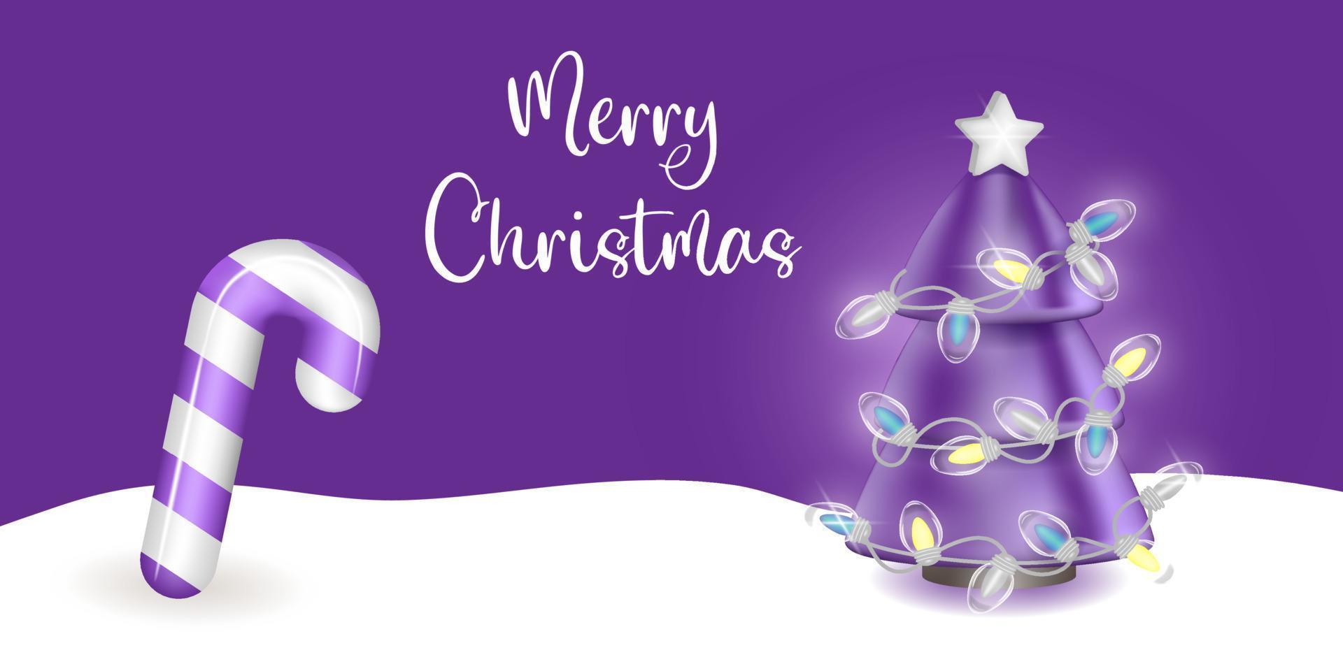 Natale albero con 3d ghirlanda e caramella vettore illustrazione