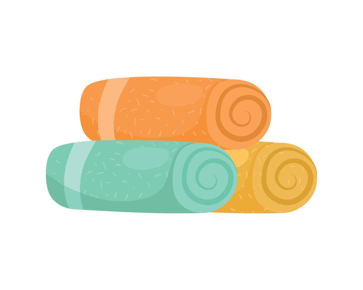 tre asciugamani arrotolati vettore