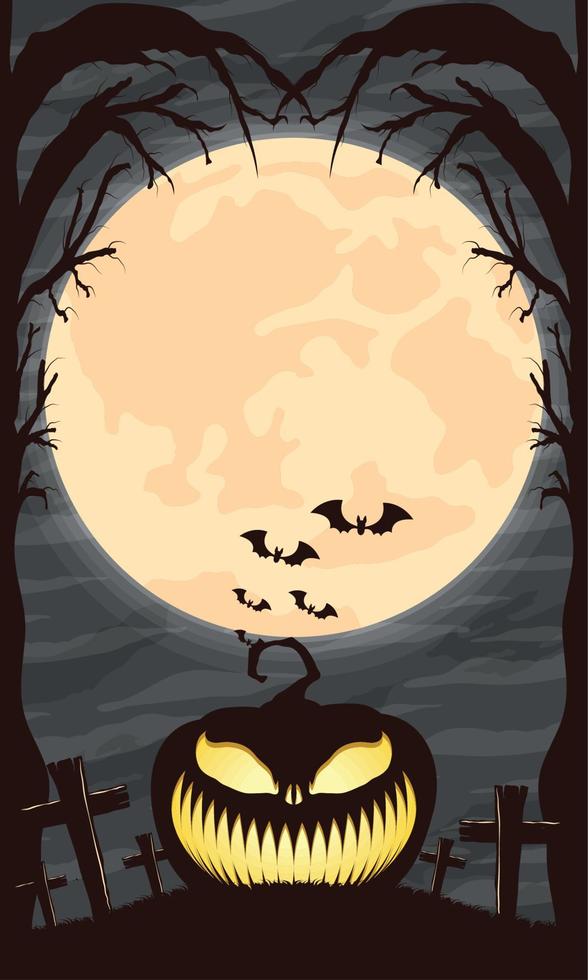 Halloween cimitero con Luna piena vettore