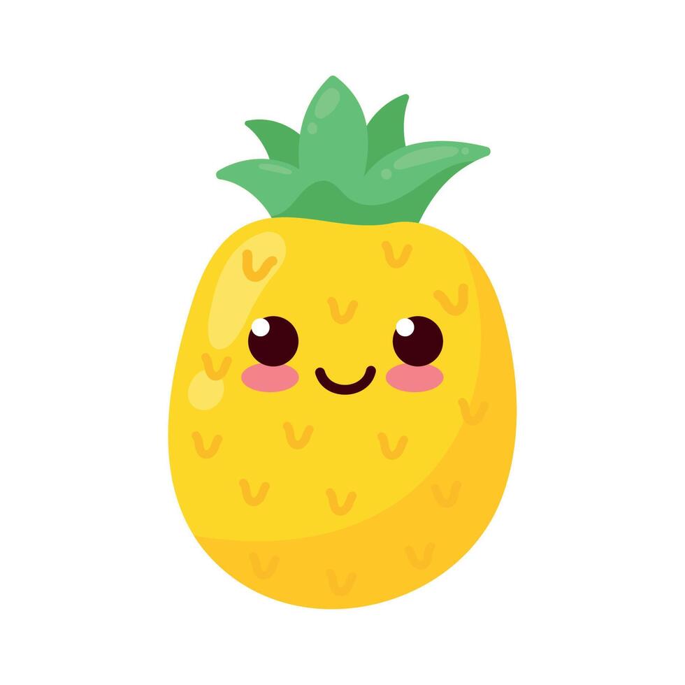 ananas kawaii stile personaggio vettore