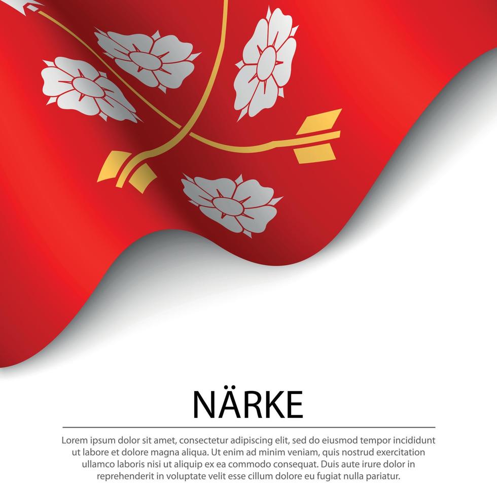 agitando bandiera di Narke è un' Provincia di Svezia su bianca sfondo vettore